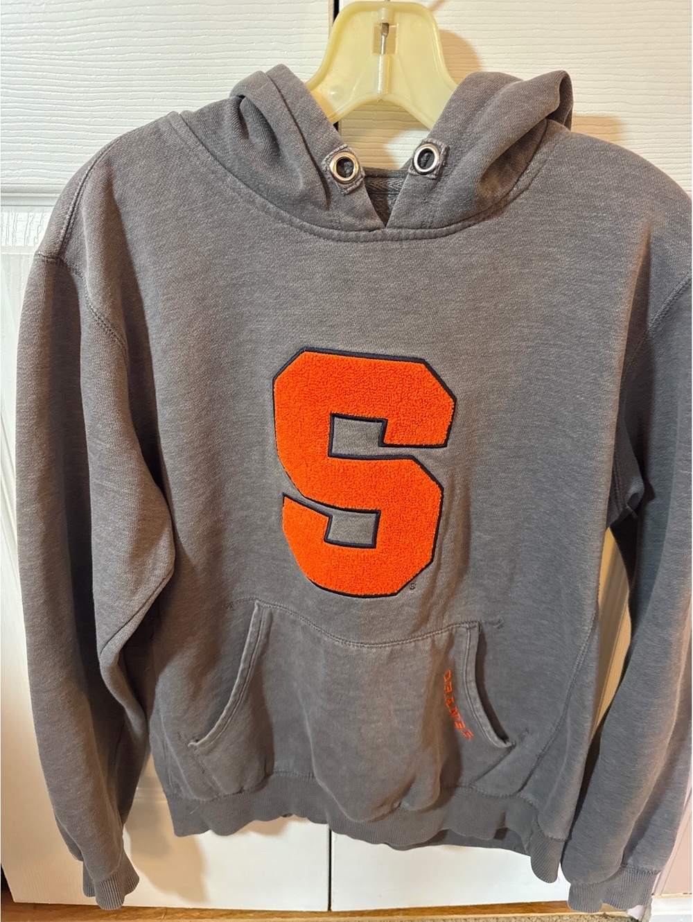 Gear For Sports Gray Hooded Sweatshirt with Orange 'S' Patch, Size M